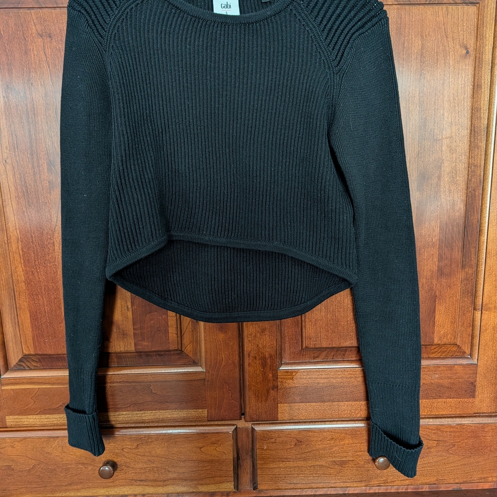 Cabi Black Ribbed Knit Sweater Top